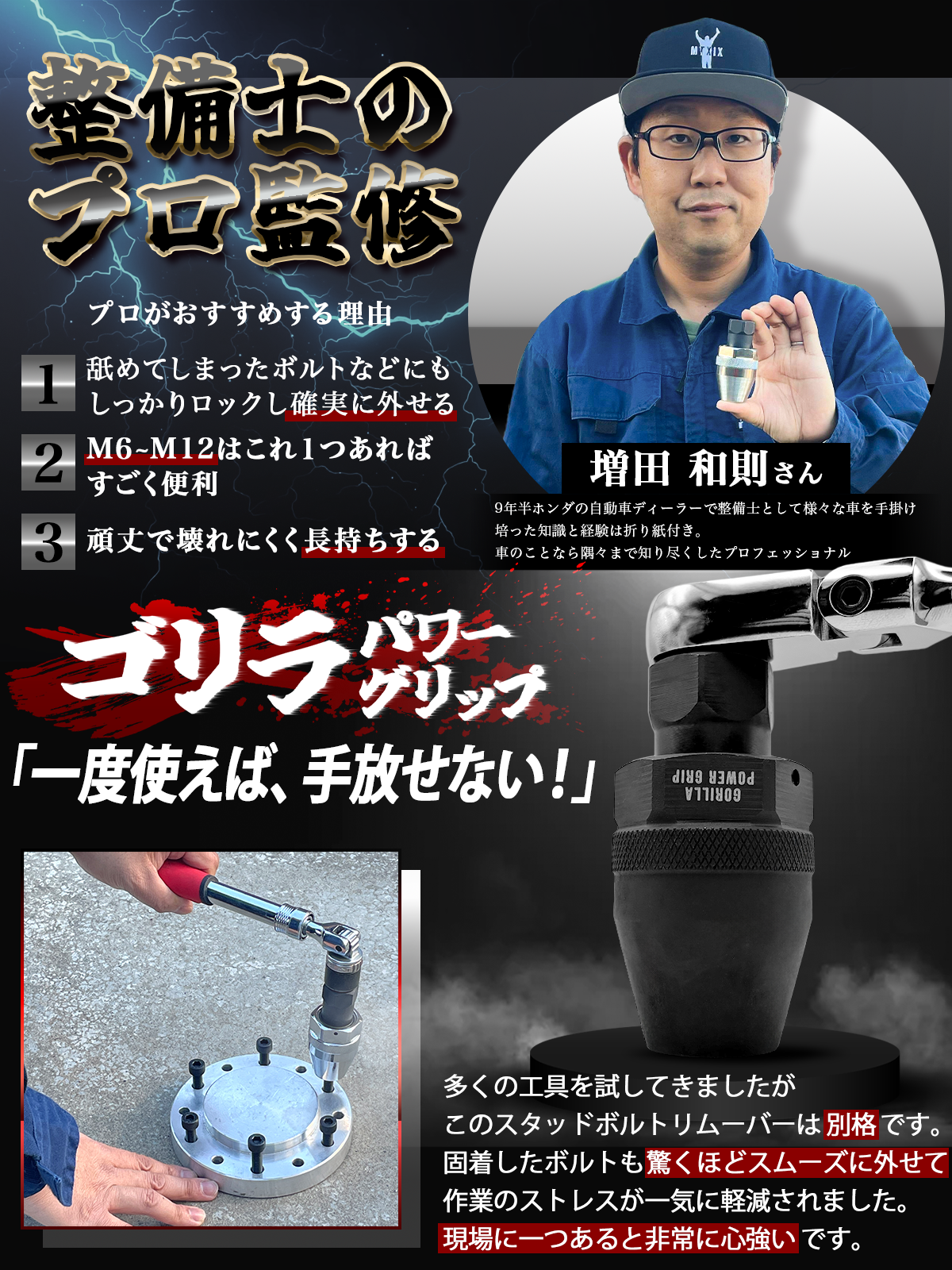 ゴリラパワーグリップ｜スタッドボルトリムーバー